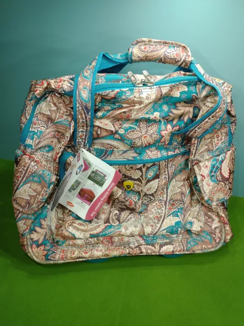 Olympia Deluxe Fashion Rolling Overnighter Luggage Suitcase with Handle, Paisley