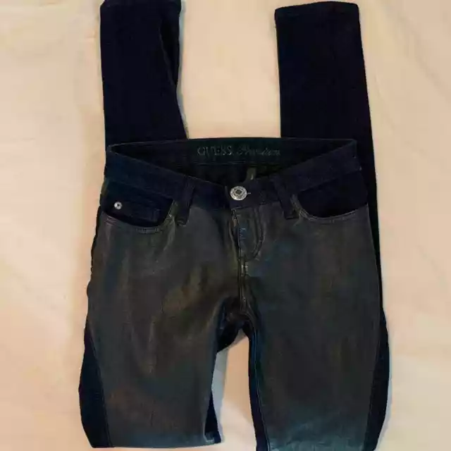 Guess Premium Power Skinny Jeans "leather" insert