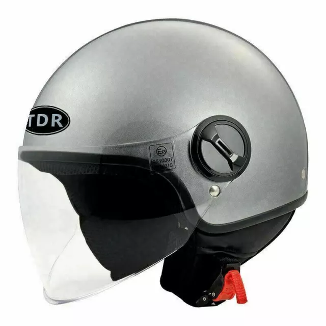 Motorcycle 3/4 Open Face Helmet with Clear Shield Visor Helmet - Gloss Gray AU