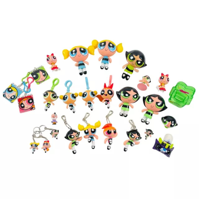 Power Puff Girls Toys & Keychains Lot of 27 Bubbles Buttercup Blossom Mojo Jojo