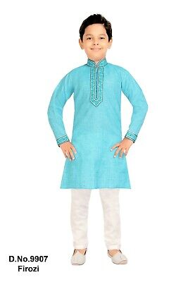 BOYS Cotton Blue Kurta pajama Indian pakistani Pathani Salwar Suit  EID 2020