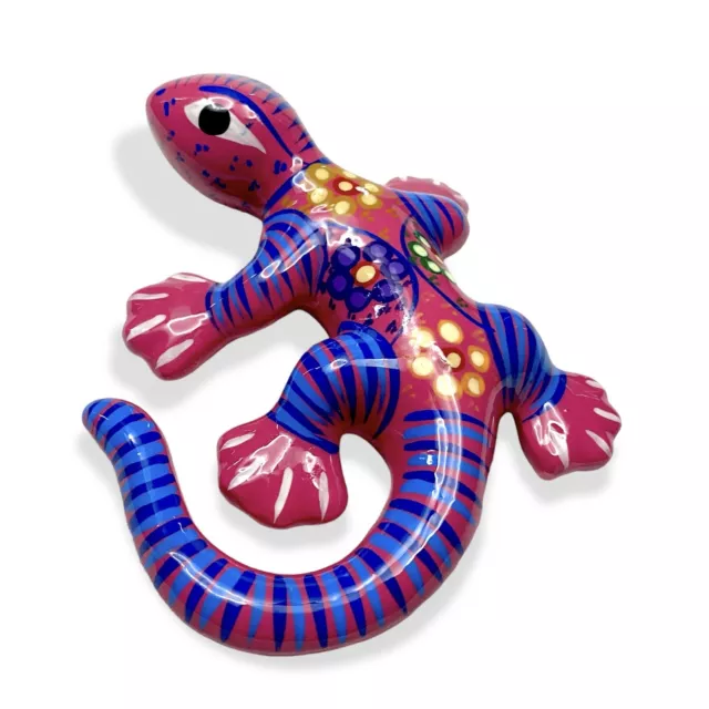 Mexican Iguana Salamander Lizard Figurine Talavera Pottery Glazed Ceramic