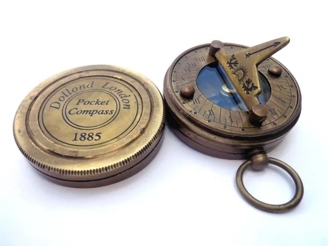 Messing Sonnenuhr Kompass Vintage Dollond London Nautisch Antik Kompasse Solid