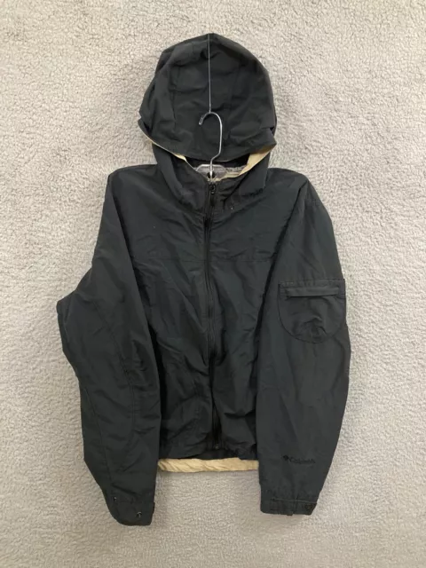 Columbia Jacket Womens Medium Black Full Zip Windbreaker Rain Hooded Outdoors