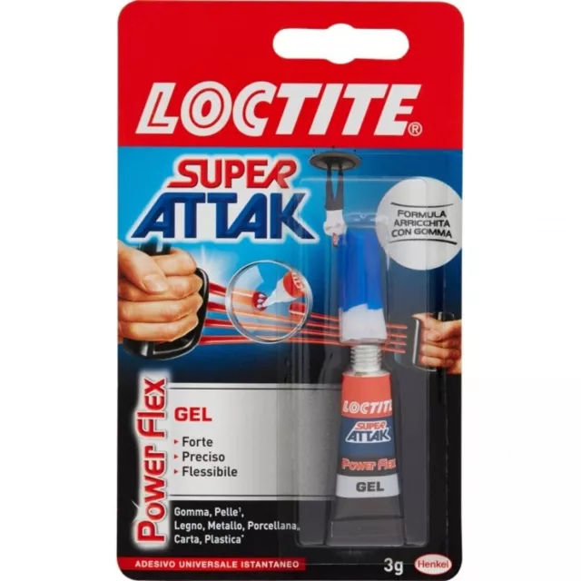 Super Attak Power Flex Gel 3 Gr. Colla Attack Istantanea Loctite Per Gomma Cuoio