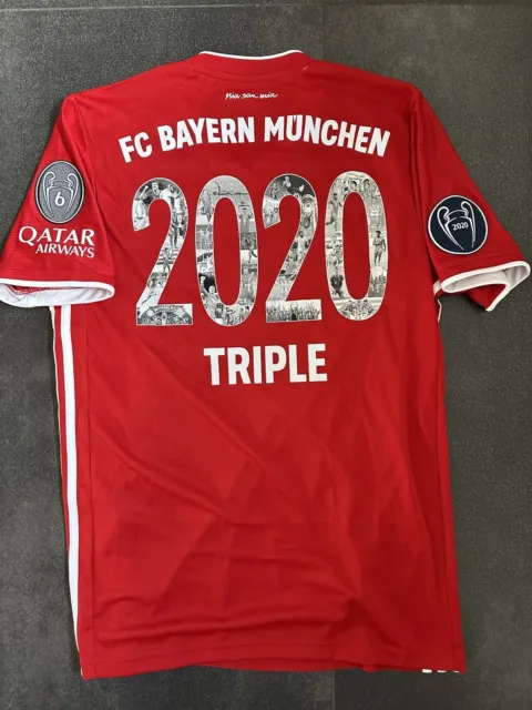 Special jersey FC Bayern Munich with special flock triple 2020 M champions + CL set