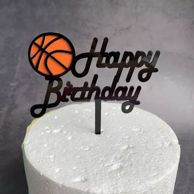 Topper de pastel de acrílico de baloncesto creativo para feliz cumpleaños para ZR