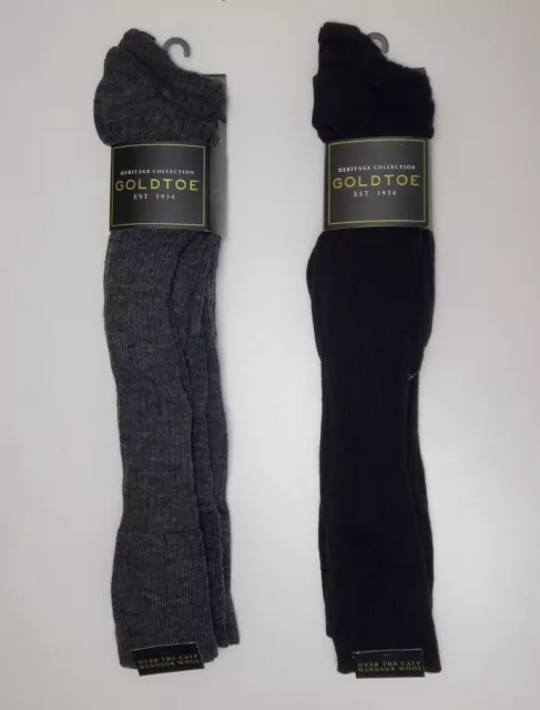 Gold Toe Men's Windsor Wool Over-the-Calf Dress Socks 1 Pair - Black or Charcoal