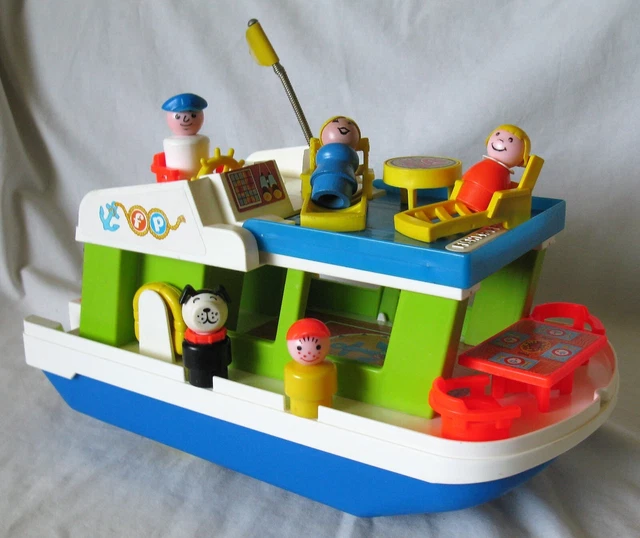 Vintage Fisher Price Little People HAPPY HOUSEBOAT #985 1972 - Complete  NICE !1
