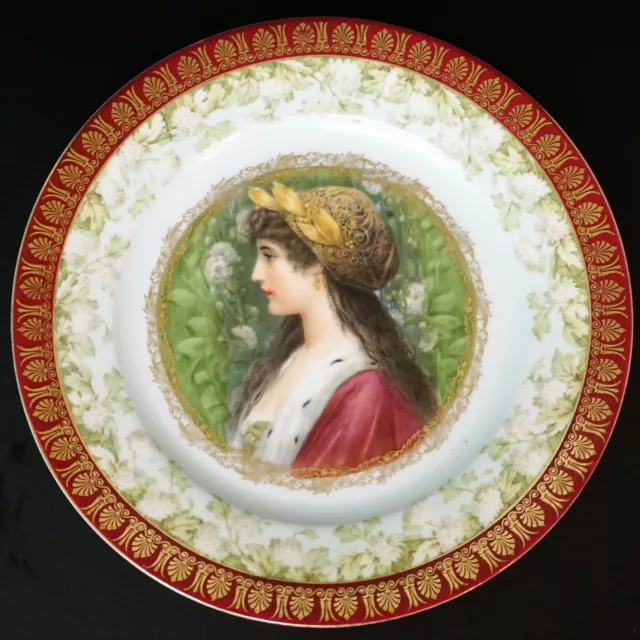 Austrian Imperial China German Porcelain Portrait Plate ~ Very Pretty ~ 9 1/2"
