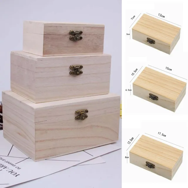 Wooden Box with Lid 13x13x13cm /Small Square Cube Plain Decorative Pine  Storage