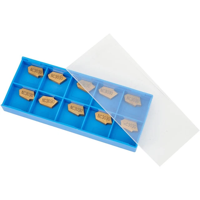 Part Off Tip Machining GOLD 10 X 3mm/GTN3 CNC Parting Off Tips Inserts NC3030 Carbide Part/Off ...