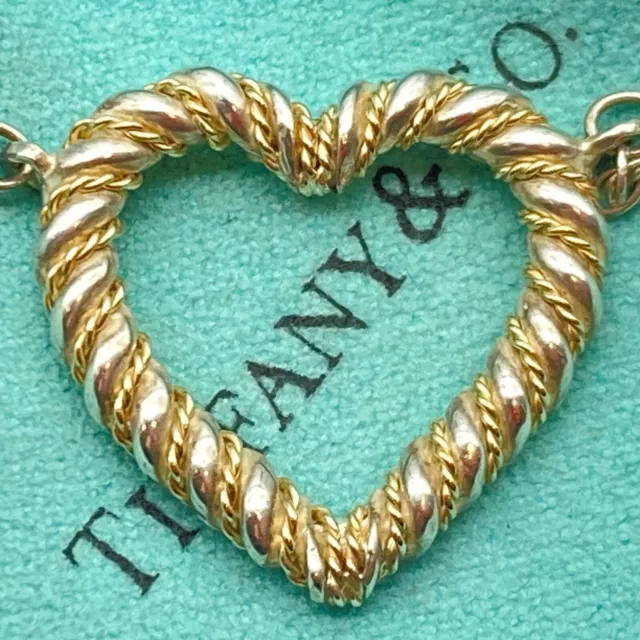 Tiffany & Co Twist Open Heart Necklace Pendant 18K Gold 750 Silver 925ｗ/p 7.6g