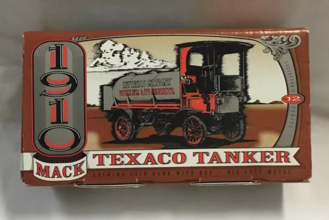 VTG Die Cast Metal ERTL Collectibles 1910 Mack Texaco Tanker Coin Bank