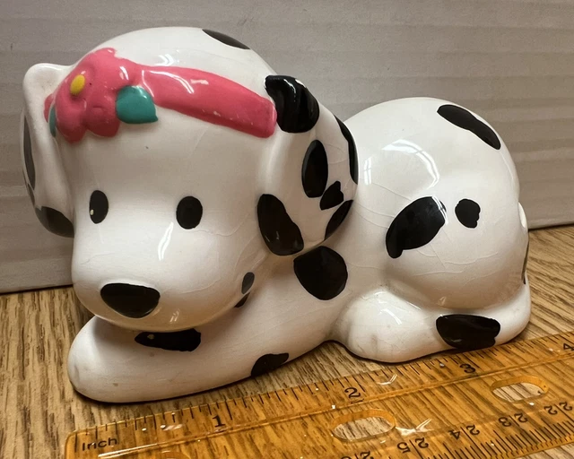 Vintage Sanrio Spottie Dottie Dog Ceramic Dalmatian Hello Kitty Coin Bank
