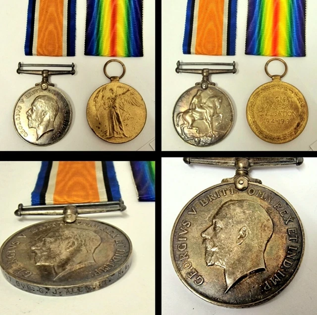 PR WW1 BRITISH War & Victory Medal medals W RIBBONS DVR. G.J.ALLNUT. R