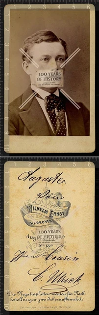 Orig. Foto CDV Kabinettfoto Portrait Porträt Hannover Wilhelm Ernst