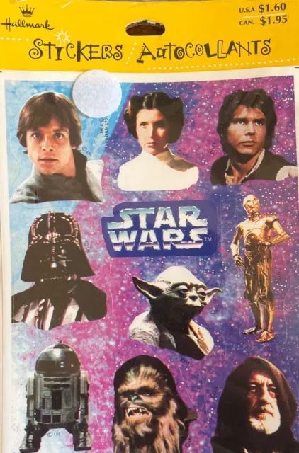 Vintage 1995 Hallmark Star Wars Stickers 4 Sheets NOS New Old Stock Sealed SEE