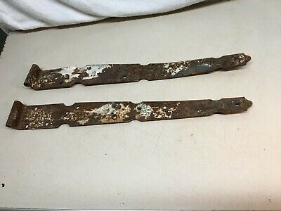 Antique Forged Iron Barn Door Strap Hinges 24.5” Long x 3 in Pair