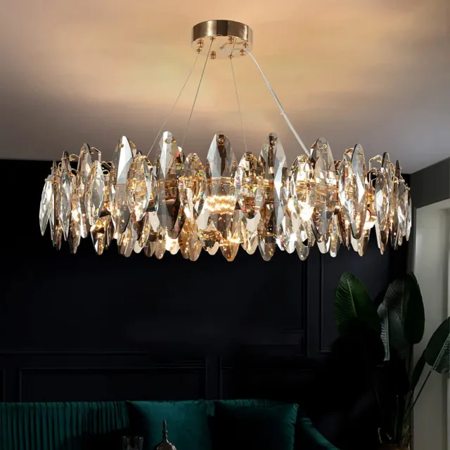 Modern LED Kristall Kronleuchter Luxus,9xE14 Wohnzimmer Pendelleuchte,8-Flammig