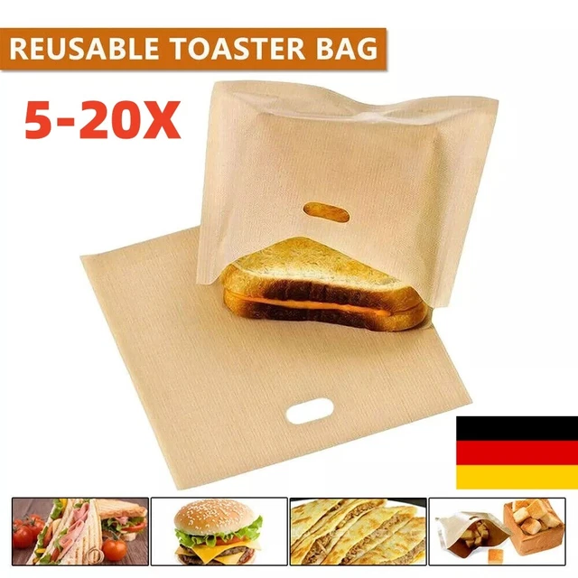 Toaster-Beutel 10 Stück – Wiederverwendbar, Antihaftbeschichtet, Hitzebeständig Bis 260°C, Für Grill & Backofen