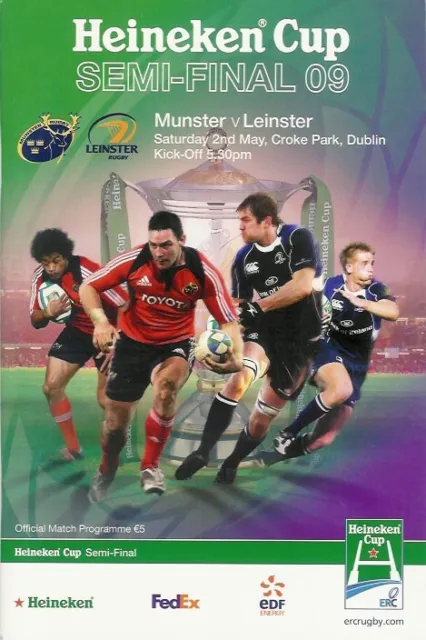 Munster v Leinster Heineken European Cup semi-final 2 May 2009 RUGBY PROGRAMME