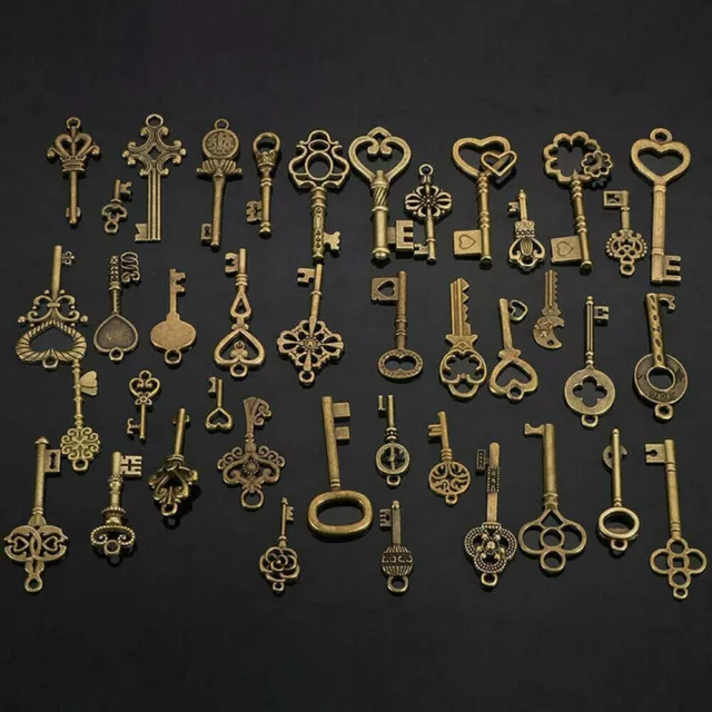 40Pc Antique Vintage Old Look Royal Skeleton Pendant Keys Jewelry Craft Home DIY 2