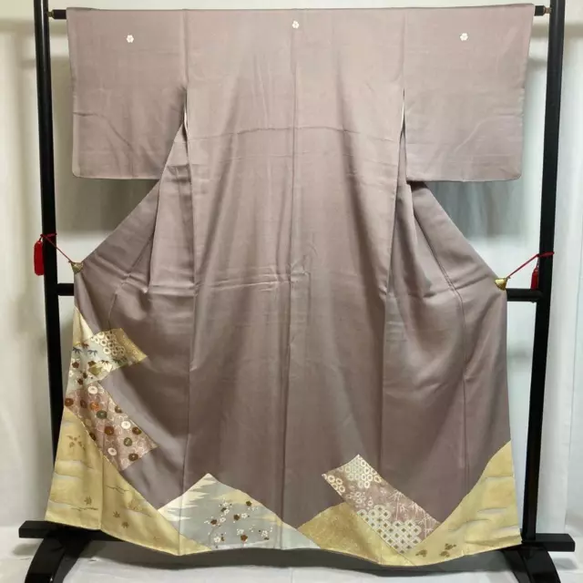 9070# Japanese kimono Vintage Pure Silk Robe Traditional Embroidery Tomesode