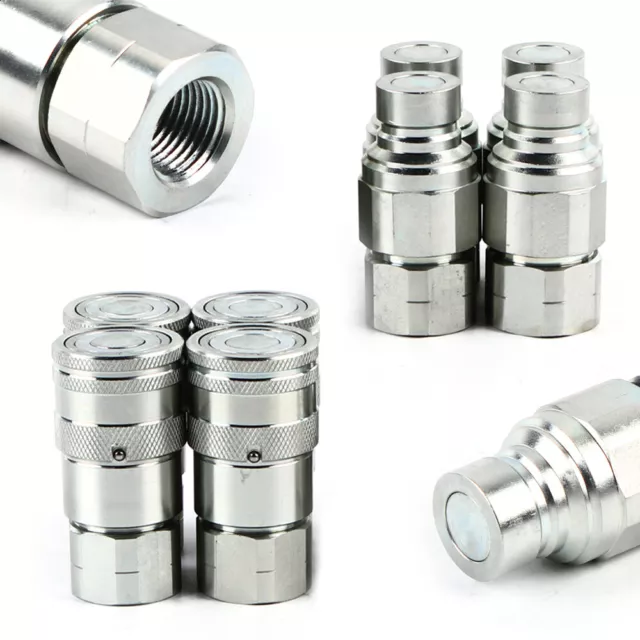 4 Pair 1/2 inch NPT Hydraulic Pipe Quick Connector Internal Thread Connection US