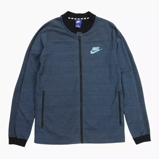 Nike Advance Track Jacket Mens Small S Blue Black Knit Jersey Full Zip Tech Top