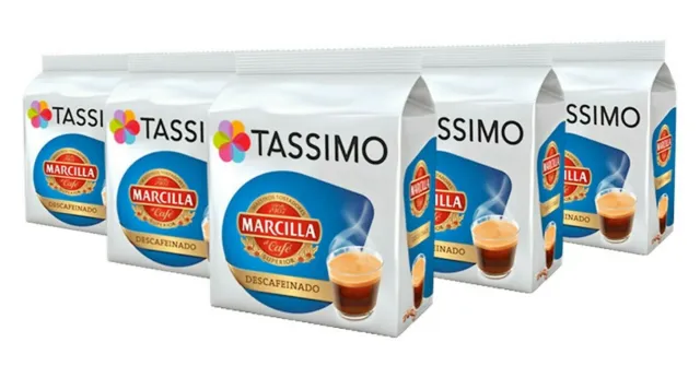 5 x Packs Tassimo Marcilla Espresso Descafeinado T Discs Pods - 80 Bebidas Descafeinadas