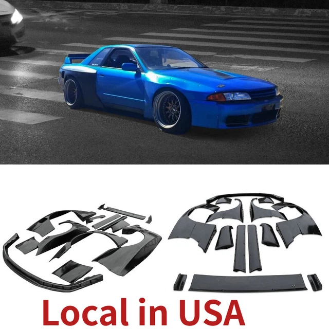 For R32 GTR Front /Rear fender/Side Skirt/Spoiler RB-Style Lip FRP wide Body Kit