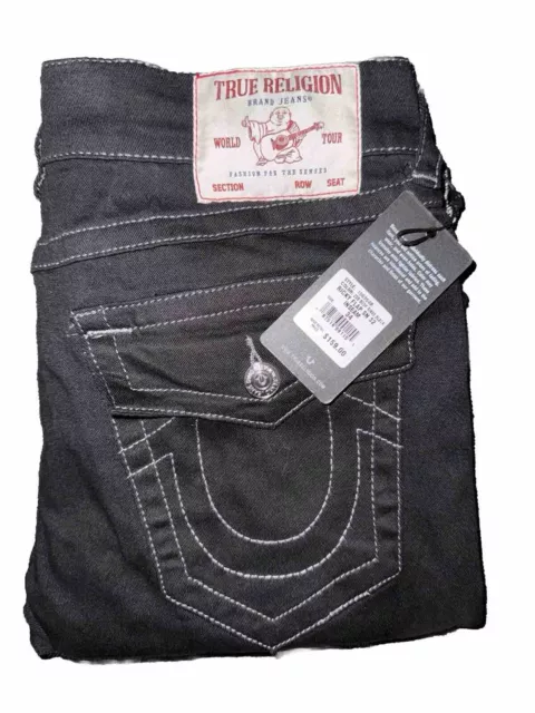 Black True Religion 34x32 Ricky Flap Relaxed Straight Jeans Size New With Tag