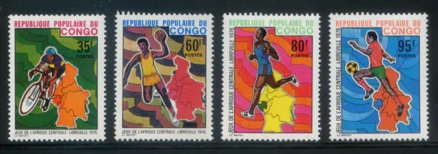 Congo PR 1976 MNH**Central African Games*Football*Cycling*Handball*Sports*Map 4v