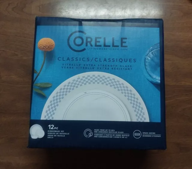 Corelle Vitrelle Livingware Amelia  12 Pc.  Dinnerware Set   Nib