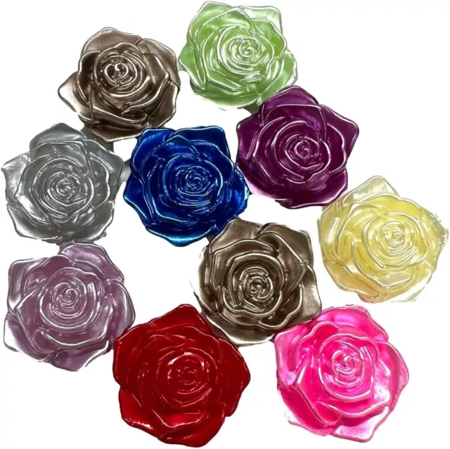 10 Kawaii Rose Blume verschiedene Farben Flatback Harz Verzierungen Cabochons