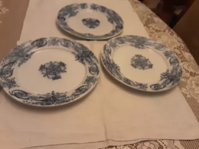 3 Assiettes Faience  Pexonne  Modele Louis Xvi