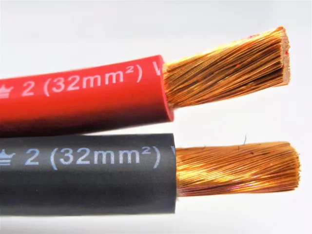 10' Excelene 2 Awg Gauge Welding & Battery Cable 5' Red  5' Black Usa Copper
