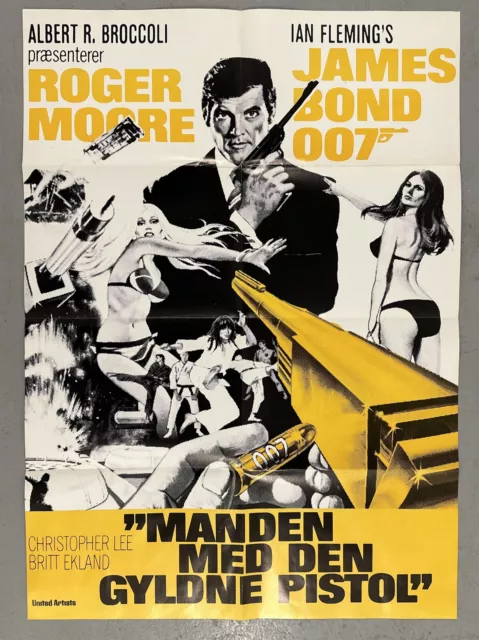 “THE MAN WITH THE GOLDEN GUN” ORIGINAL DANISH MOVIE POSTER 23”x33”JAMES BOND 007