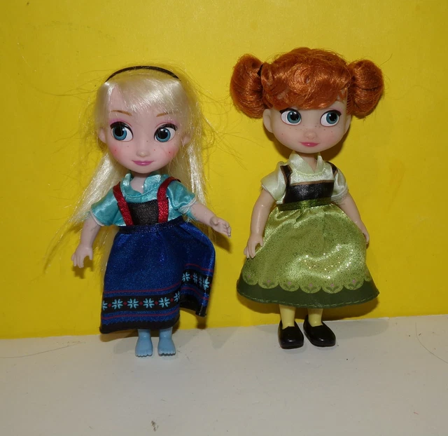 5& DISNEY STORE Animators Collection Anna & Elsa Frozen Mini Dolls