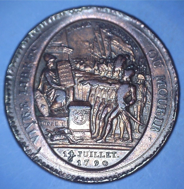 French Revolution 1792 Monneron De Cinq Sols - Large Thick Copper - *78709048 🌈