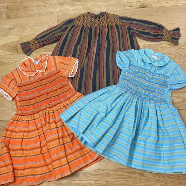 Set di tre abiti vintage anni '70 per ragazze 2 anni 24 mesi zecca