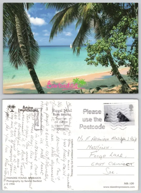 c26370 Beach scene   Barbados  postcard 2001 stamp