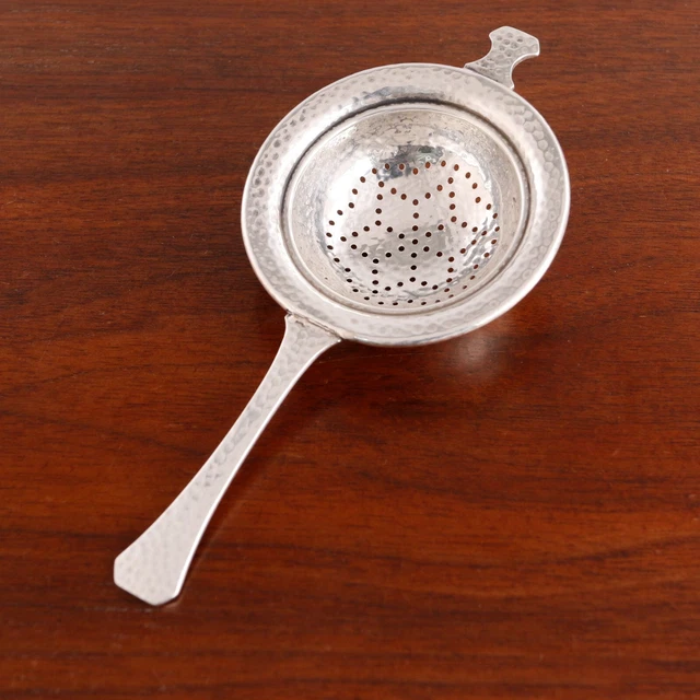 Wallace Arts & Crafts Sterling Silver Tea Strainer Hand Hammered Pattern No Mono