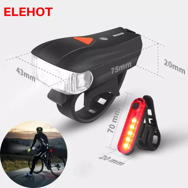 Bike Bicycle Light Set Rechargeable LED Light Waterproof Headlight Front Rear-AU