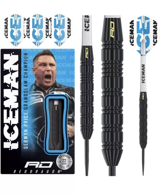 RED DRAGON Gerwyn Price Iceman Brass Steel Tip Darts Set Dartpfeile 22g Darts