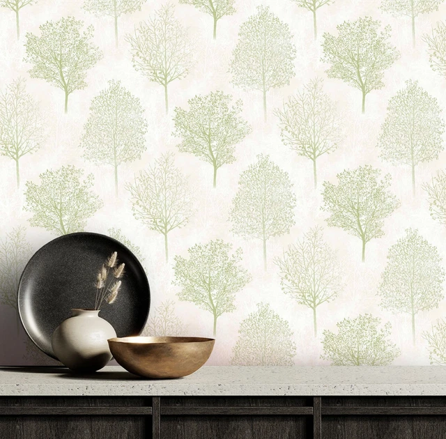 Strukturierte schwere Vinyl-, Baumdesign-Tapete mit schimmernder glitzernder Oberfläche