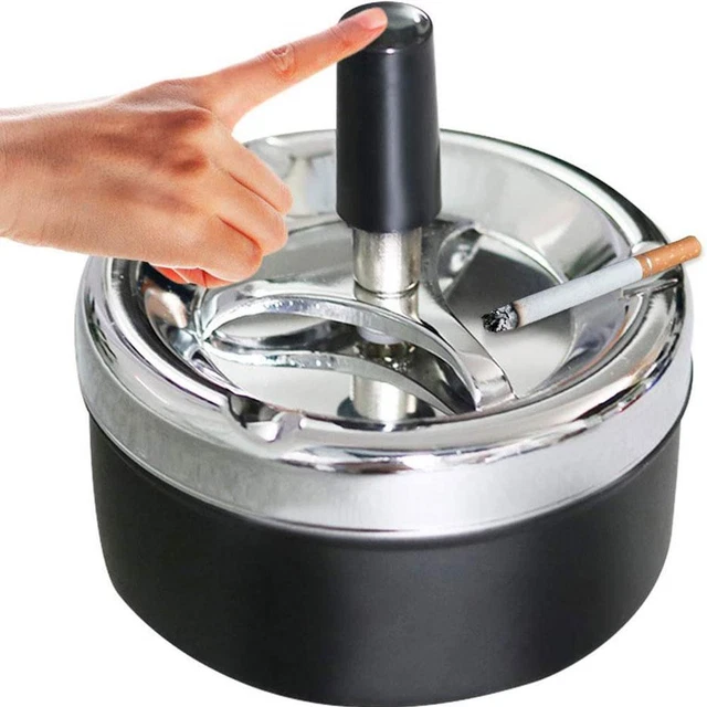 Taza giratoria de metal grande negro-cromo diámetro NUEVO N9G8