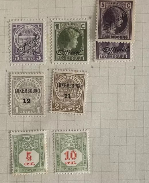 Lot 8 Timbres Luxembourg Officiel Neuf Charnière Taxe