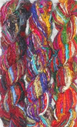 100 Grams Himalaya Recycled Pure Sari Silk Fabric Woven Knitting Yarn 1 Skein